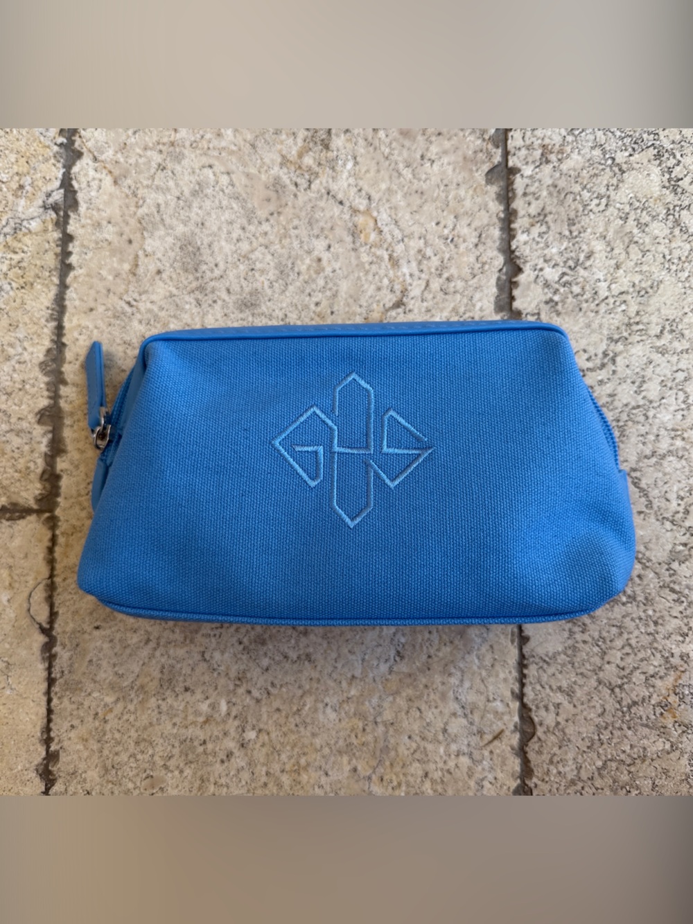 Ettinger London | Men's Blue Canvas Toiletry Pouch with Embroidered Logo